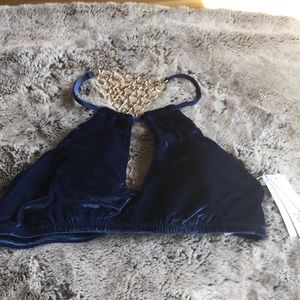 NWT Trina Turk Velvet Blue Swim Spa Collection Top